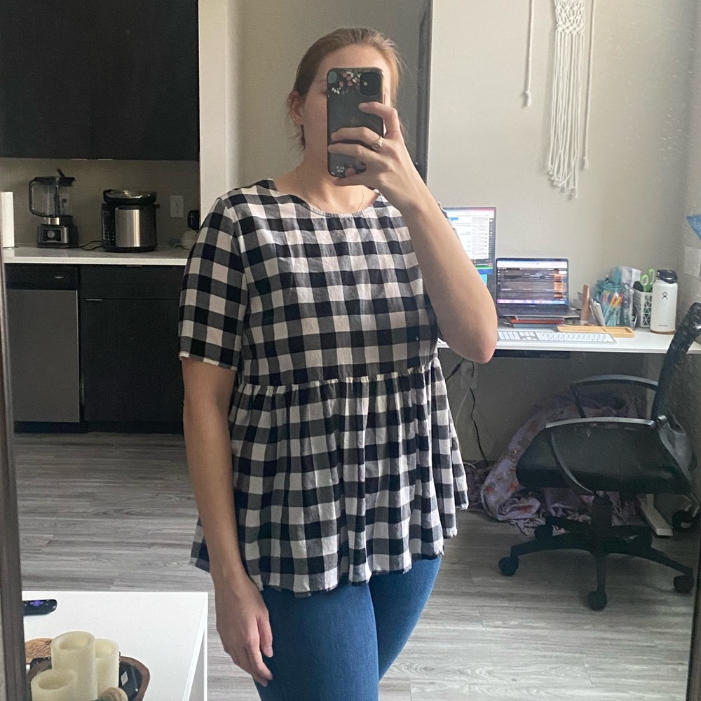 Checked peplum top